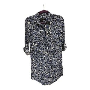 Banana Republic Blue Snake Print 1/2 Button Shirt Dress Size 2‎